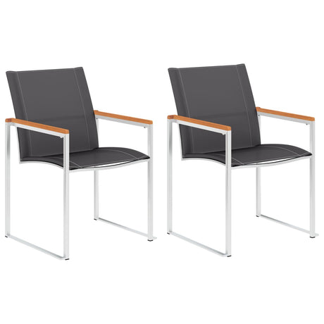 Garden Chairs 2 Pcs Textilene And Stainless Steel Grey