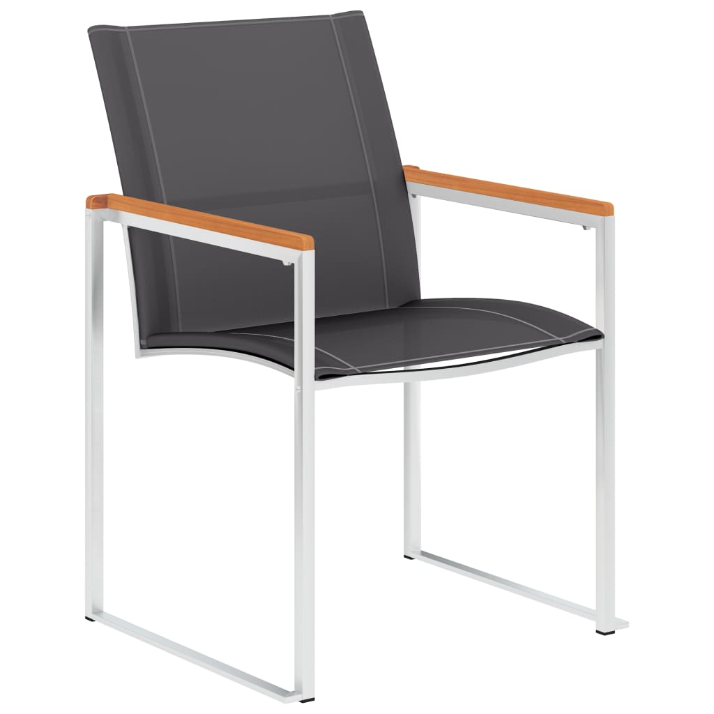 Garden Chairs 2 Pcs Textilene And Stainless Steel Grey