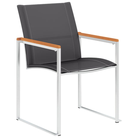 Garden Chairs 2 Pcs Textilene And Stainless Steel Grey
