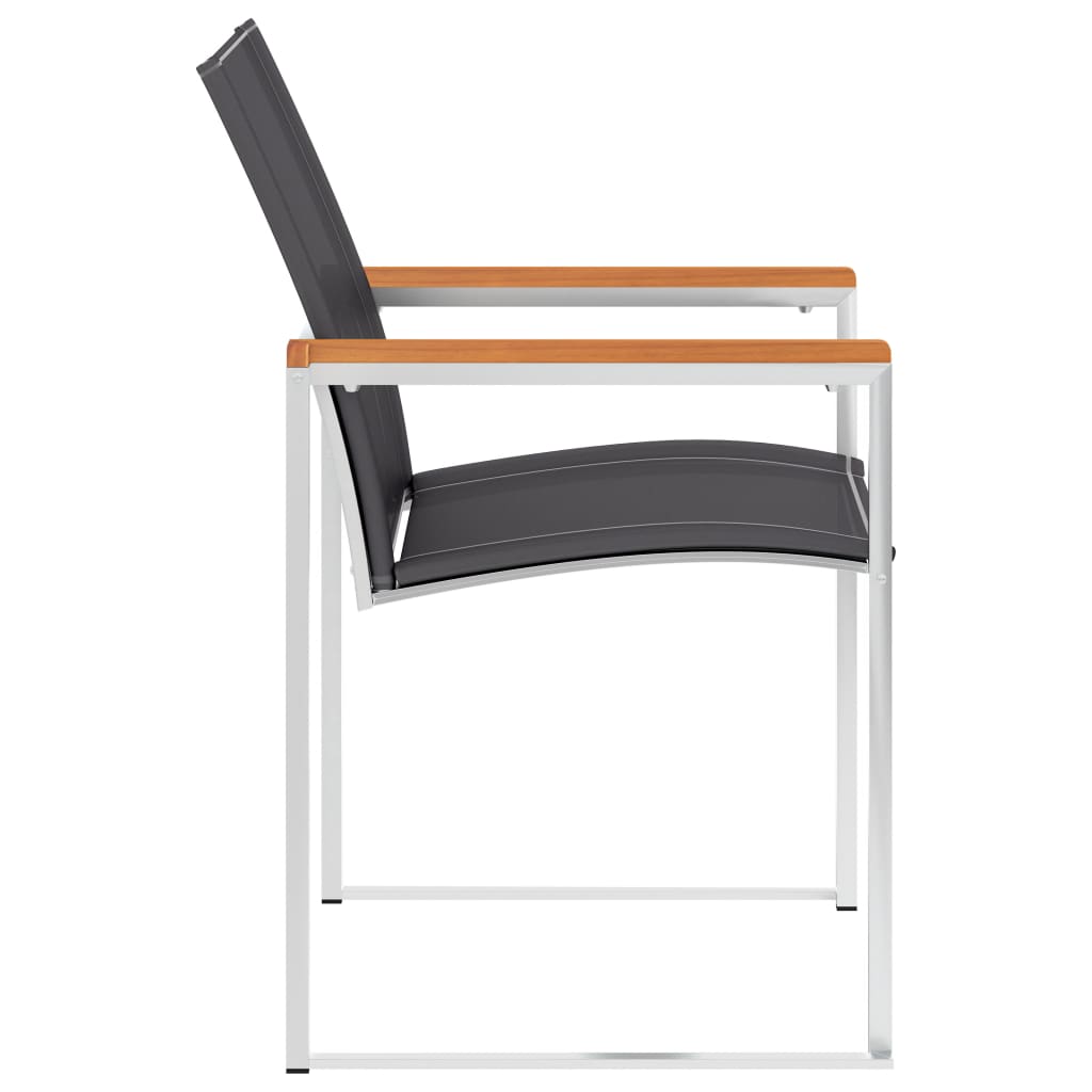 Garden Chairs 2 Pcs Textilene And Stainless Steel Grey