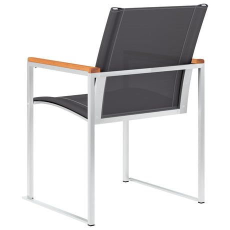 Garden Chairs 2 Pcs Textilene And Stainless Steel Grey