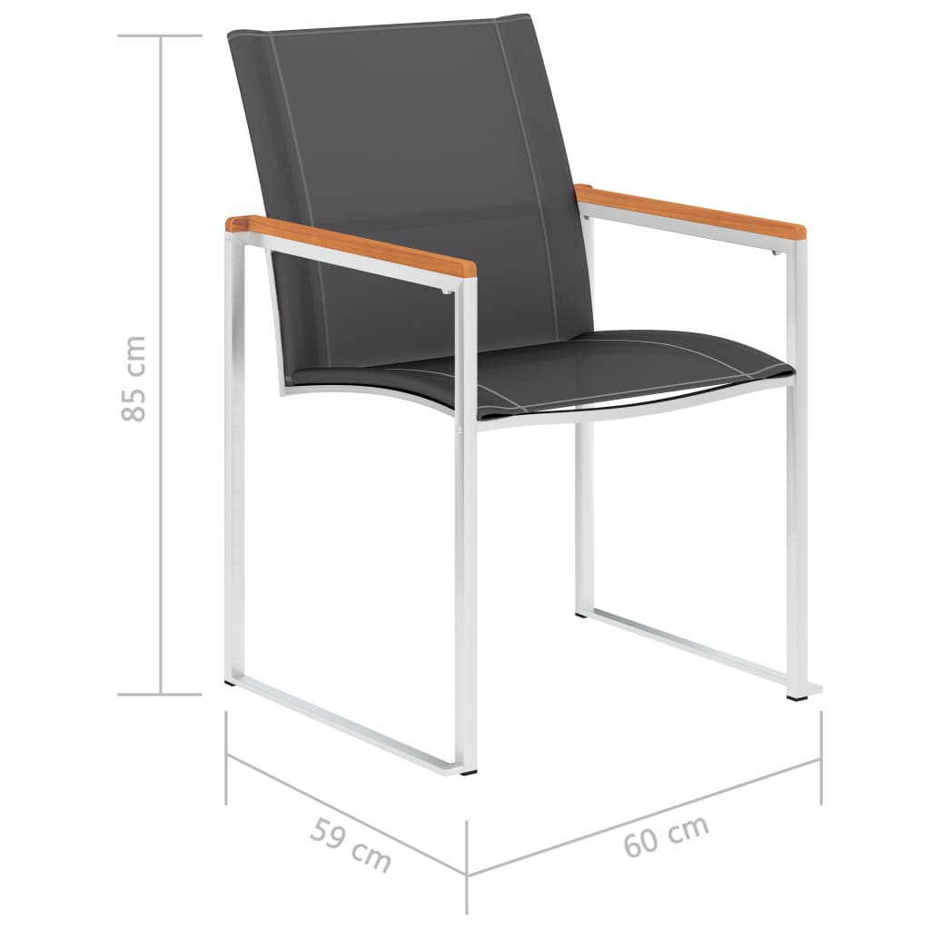 Garden Chairs 2 Pcs Textilene And Stainless Steel Grey