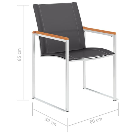 Garden Chairs 2 Pcs Textilene And Stainless Steel Grey