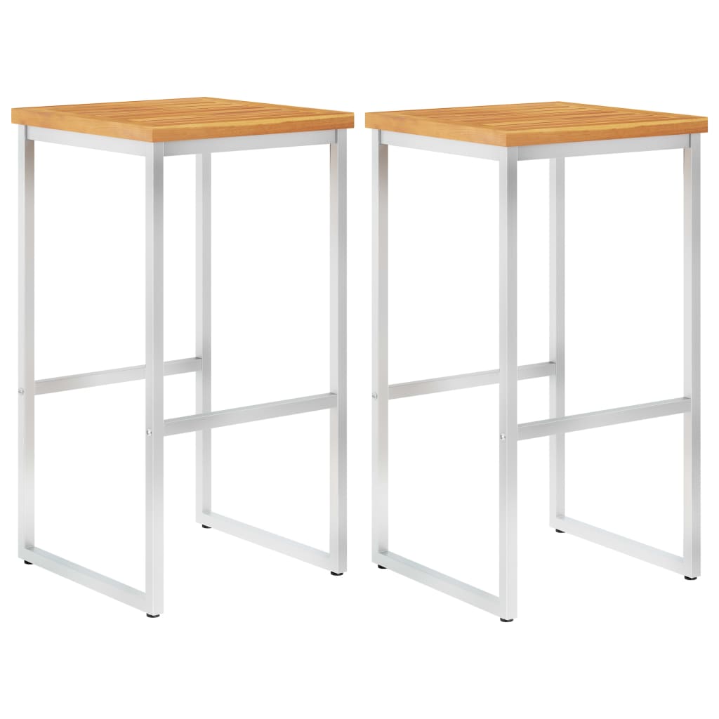 Bar Chairs 2 Pcs And Stainless Steel