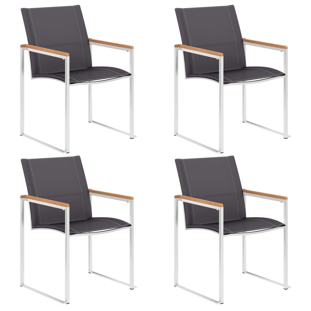 Garden Chairs 2 Pcs Textilene And Stainless Steel Grey