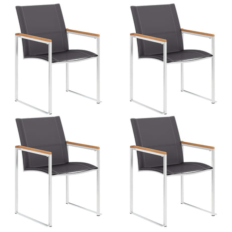 Garden Chairs 2 Pcs Textilene And Stainless Steel Grey