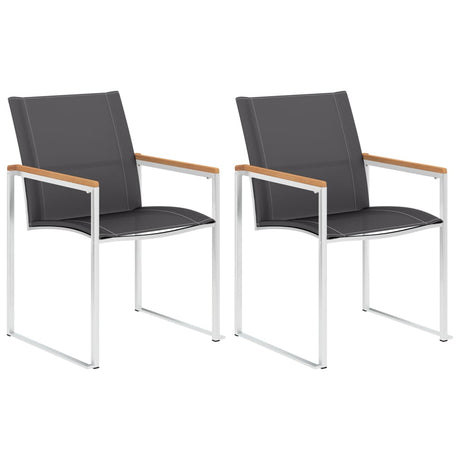 Garden Chairs 2 Pcs Textilene And Stainless Steel Grey