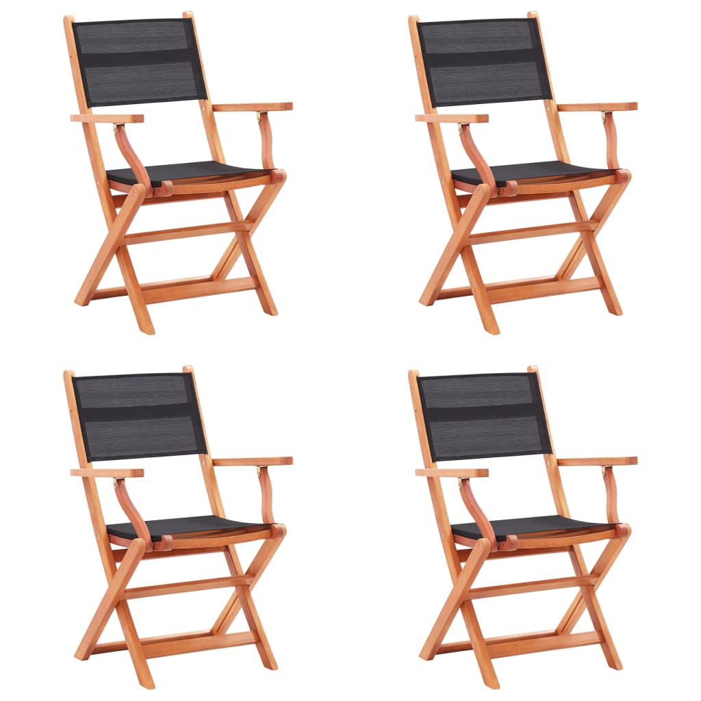 Folding Garden Chairs 2 Pcs Solid Eucalyptus Wood And Textilene