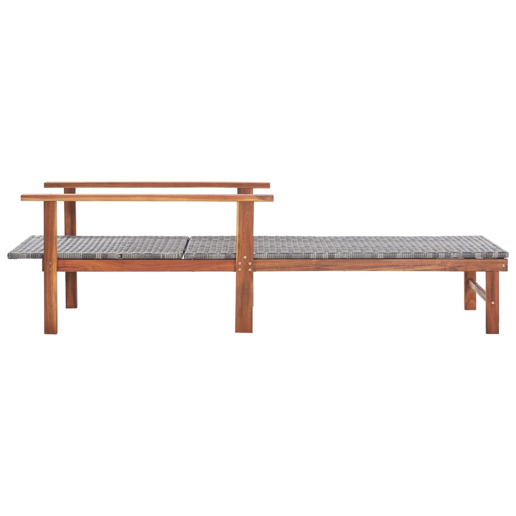 Sun Lounger Poly Rattan And Solid Acacia Wood