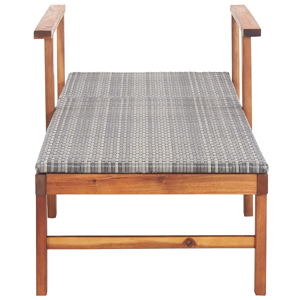 Sun Lounger Poly Rattan And Solid Acacia Wood