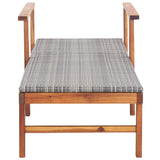 Sun Lounger Poly Rattan And Solid Acacia Wood