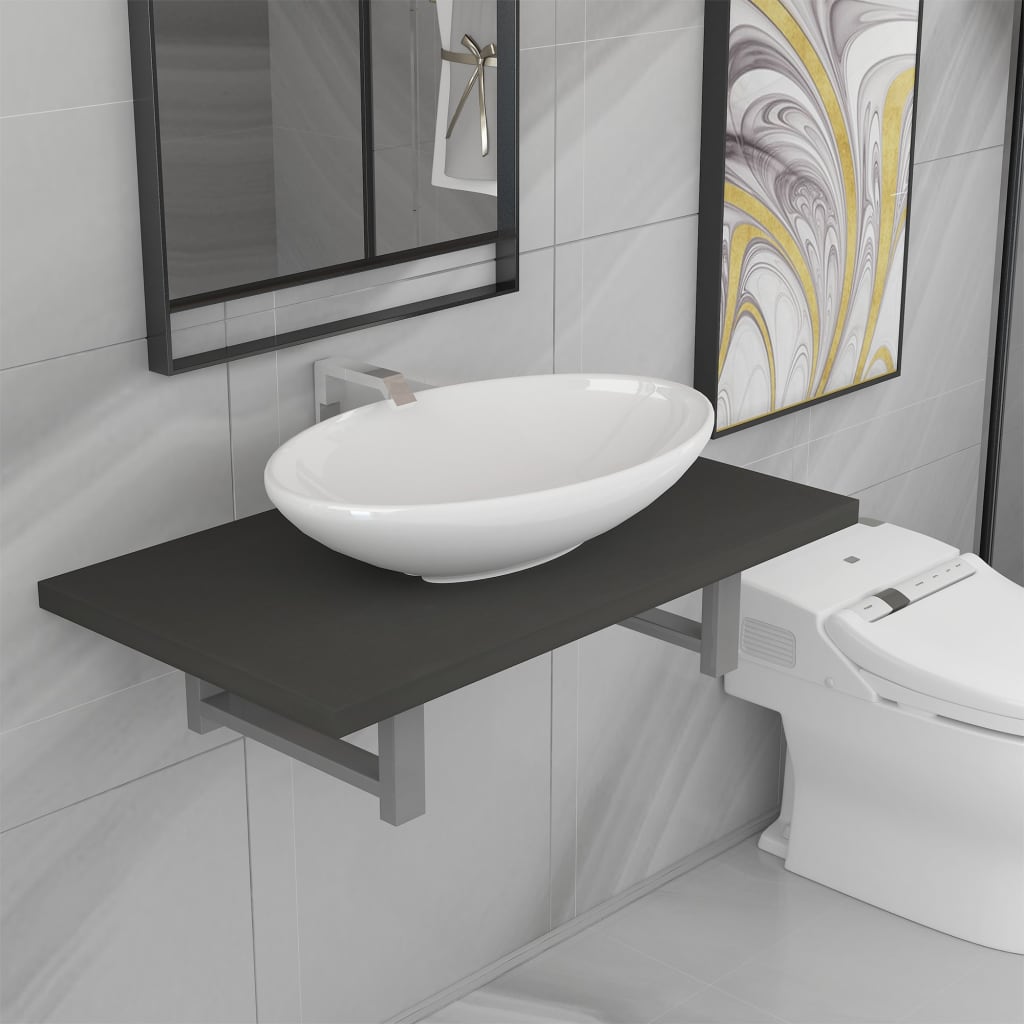 Two Piece Bathroom Furniture Set Ceramic White