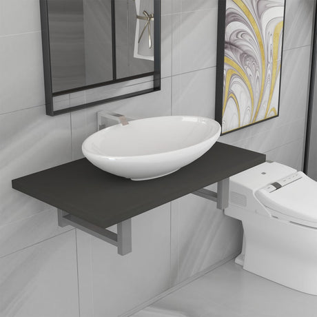 Two Piece Bathroom Furniture Set Ceramic White