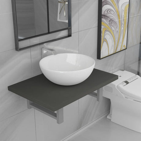 Two Piece Bathroom Furniture Set Ceramic White