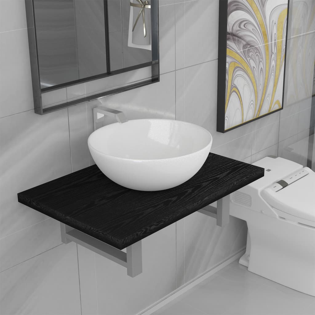 Two Piece Bathroom Furniture Set Ceramic White