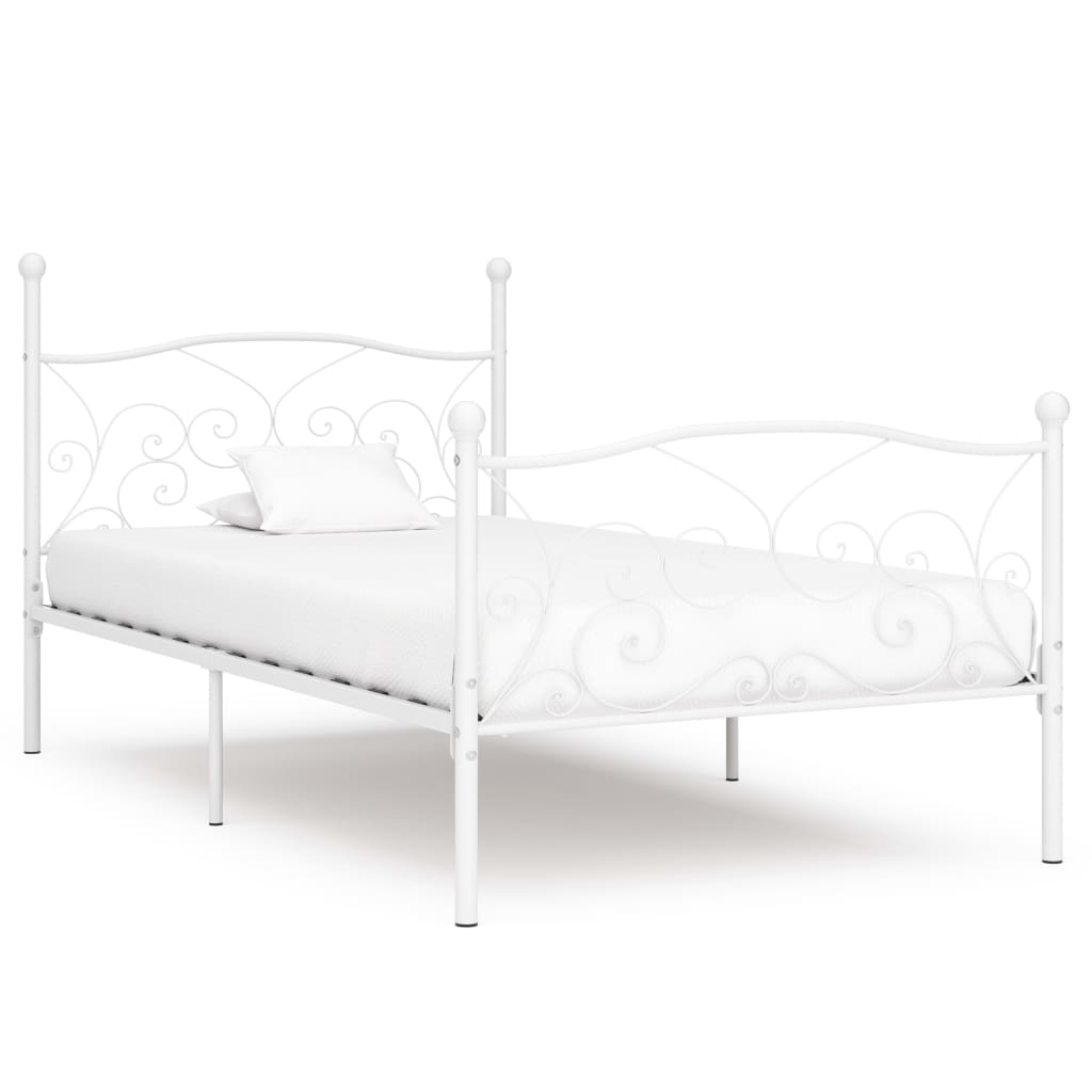 Bed Frame without Mattress with Slatted Base White Metal 100x200 cm