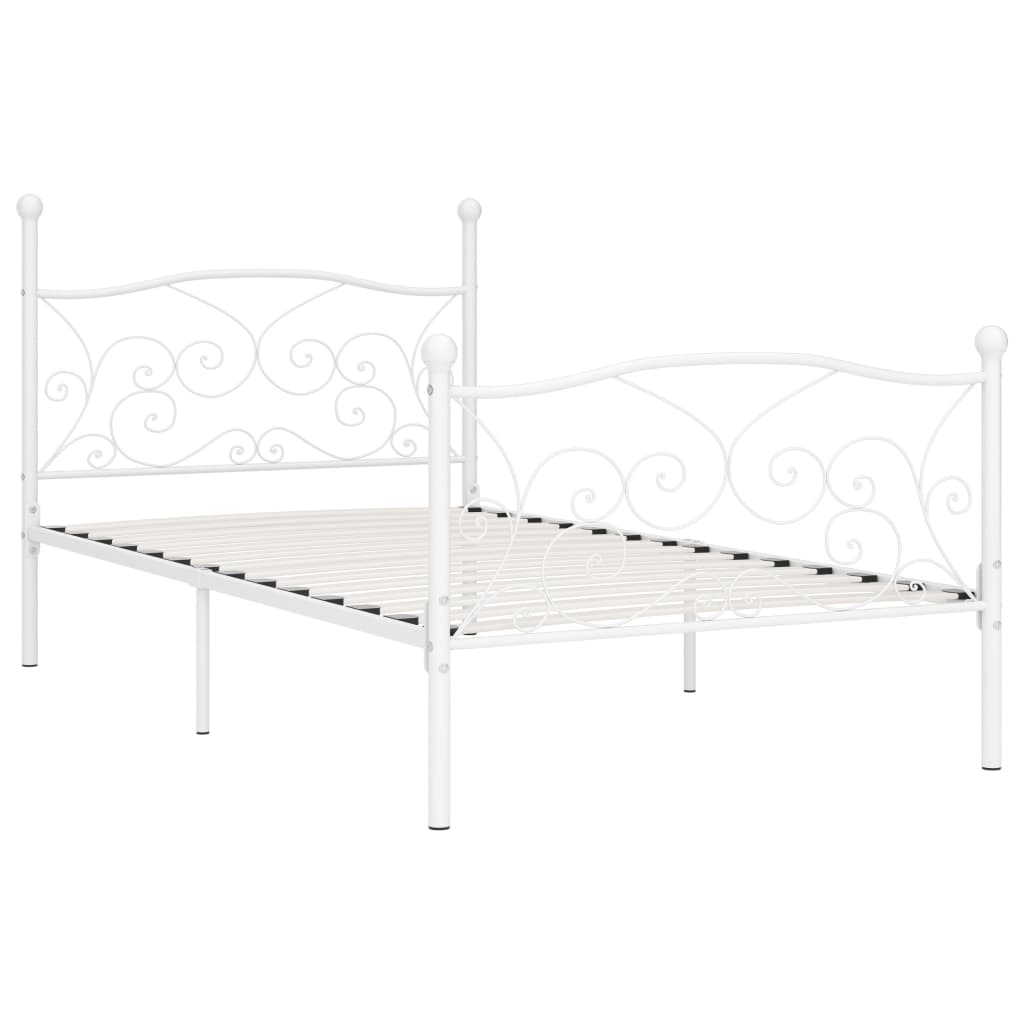 Bed Frame without Mattress with Slatted Base White Metal 100x200 cm