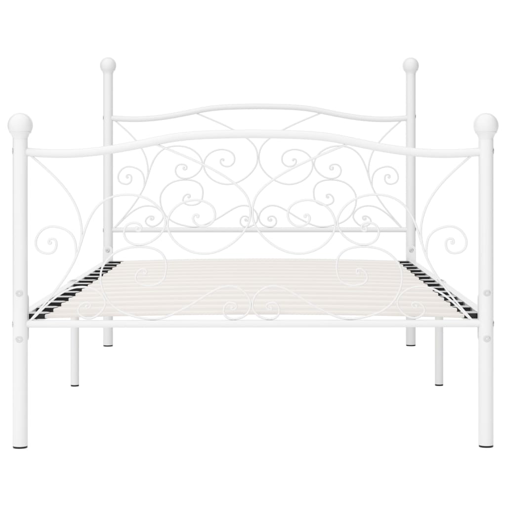Bed Frame without Mattress with Slatted Base White Metal 100x200 cm