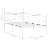 Bed Frame without Mattress with Slatted Base White Metal 100x200 cm
