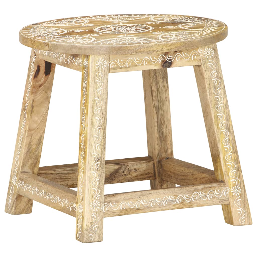 Hand-Painted Stool 38X38X35 Cm Solid Mango Wood