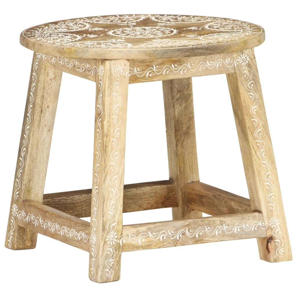 Hand-Painted Stool 38X38X35 Cm Solid Mango Wood