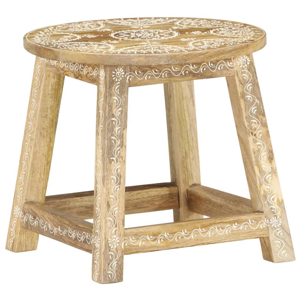 Hand-Painted Stool 38X38X35 Cm Solid Mango Wood
