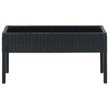 Garden Table Black 75x40x37 cm Poly Rattan
