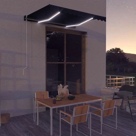 Manual Retractable Awning With Led Orange And Brown