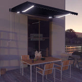 Manual Retractable Awning With Led Orange And Brown
