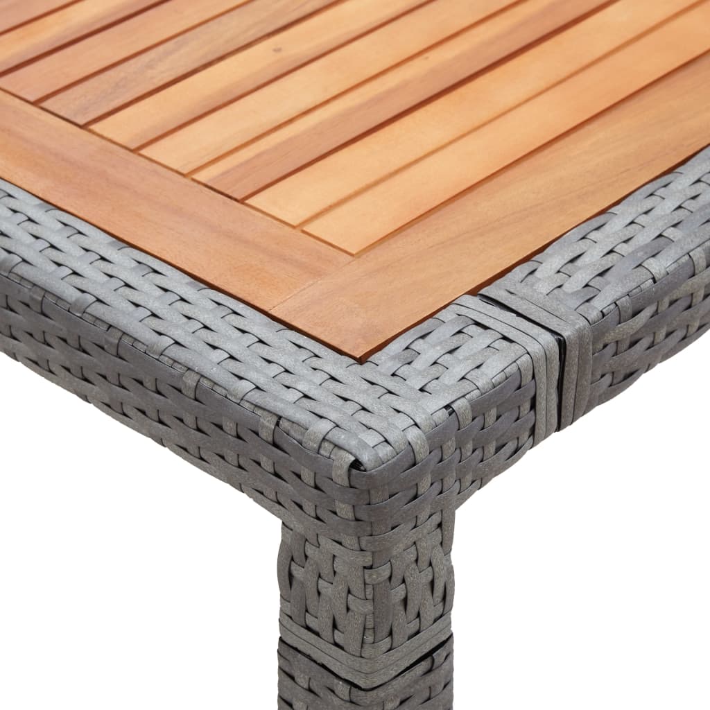 Garden Table Poly Rattan And Acacia Wood