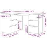 Corner Desk 145X100X76 Cm Engineered Wood