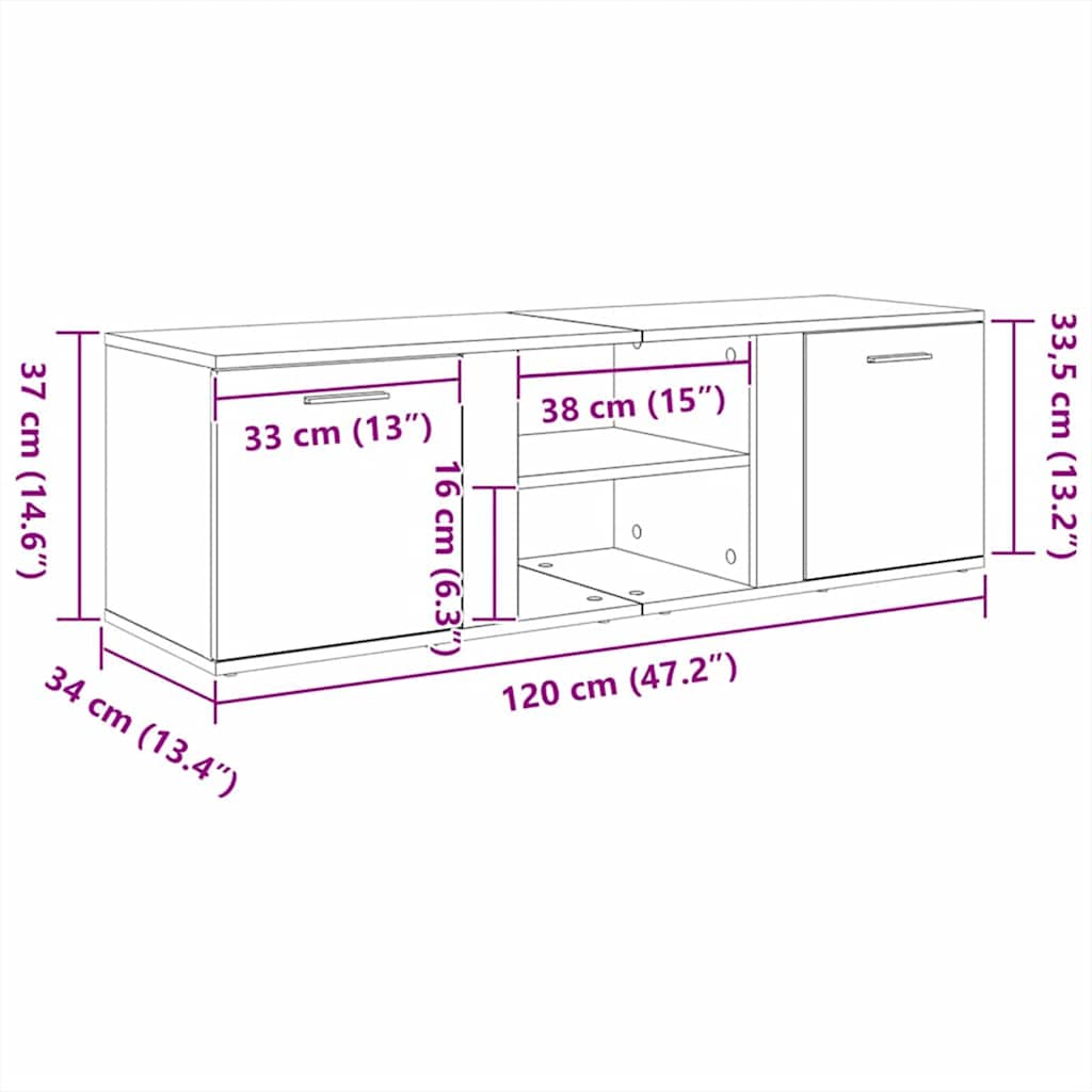 Tv Cabinet 120X34X37 Cm Engineered Wood