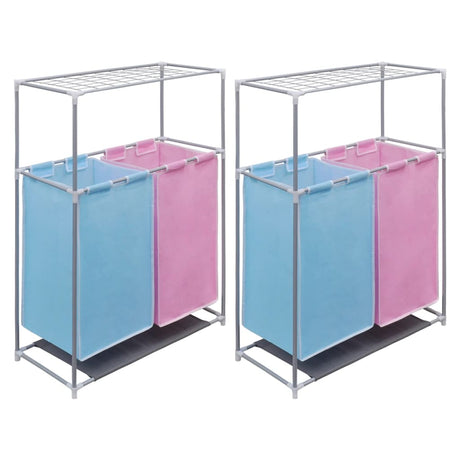 2-Section Laundry Sorter Hamper With A Top Shelf For Drying