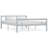 Bed Frame without Mattress Grey and White Metal 160x200 cm