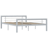 Bed Frame without Mattress Grey and White Metal 160x200 cm