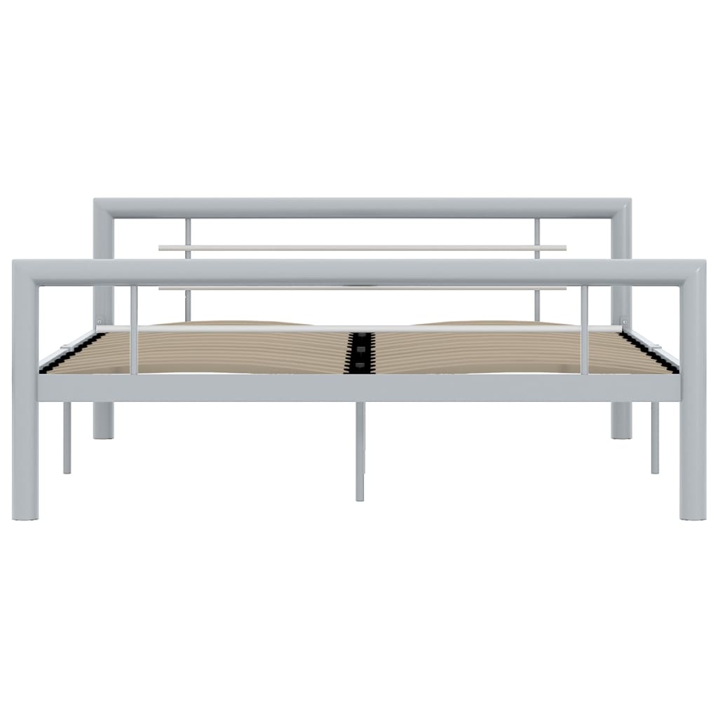 Bed Frame without Mattress Grey and White Metal 160x200 cm