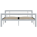 Bed Frame without Mattress Grey and White Metal 160x200 cm