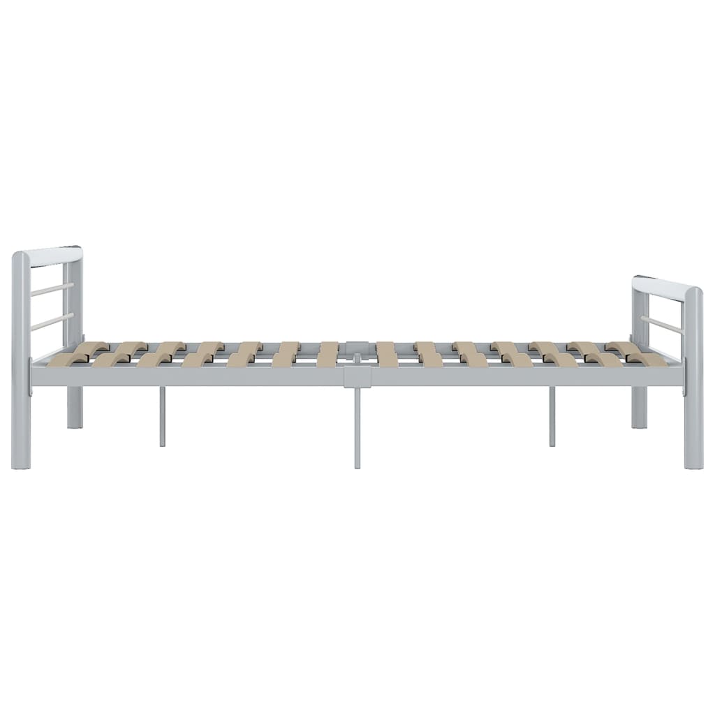 Bed Frame without Mattress Grey and White Metal 160x200 cm