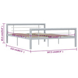 Bed Frame without Mattress Grey and White Metal 160x200 cm