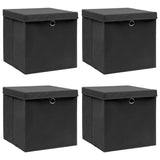 Storage Boxes With Lids 4 Pcs Grey 32X32X32 Cm Fabric