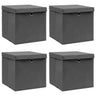 Storage Boxes With Lids 4 Pcs Grey 32X32X32 Cm Fabric