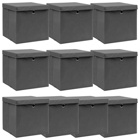 Storage Boxes With Lids 4 Pcs Grey 32X32X32 Cm Fabric