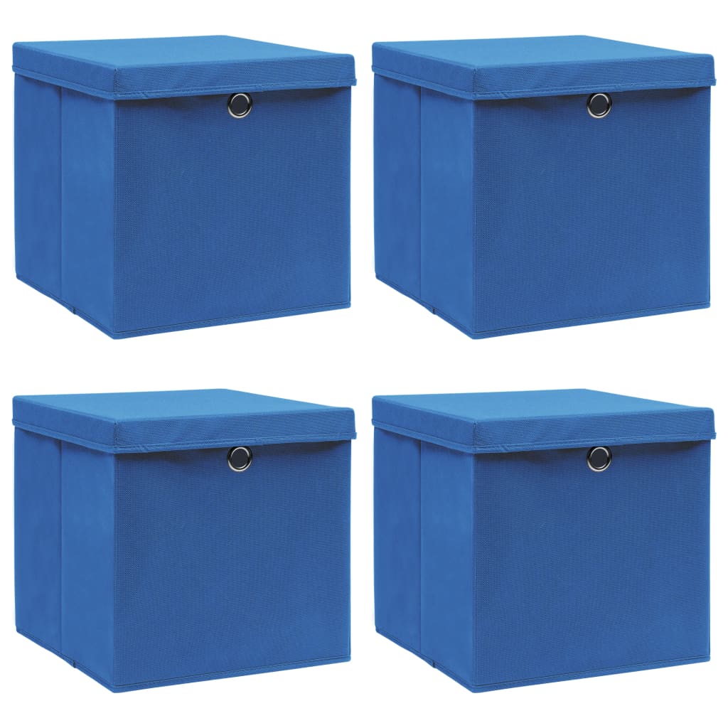 Storage Boxes With Lids 4 Pcs Grey 32X32X32 Cm Fabric