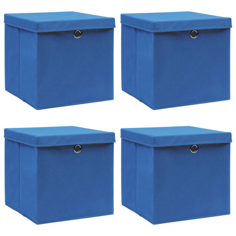 Storage Boxes With Lids 4 Pcs Grey 32X32X32 Cm Fabric