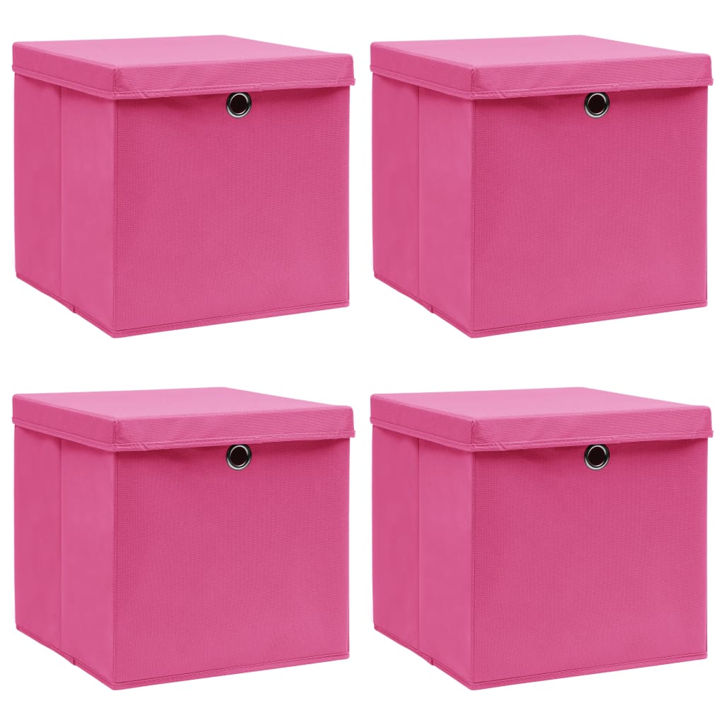 Storage Boxes With Lids 4 Pcs Grey 32X32X32 Cm Fabric