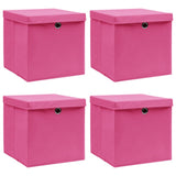 Storage Boxes With Lids 4 Pcs Grey 32X32X32 Cm Fabric