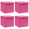 Storage Boxes With Lids 4 Pcs Grey 32X32X32 Cm Fabric