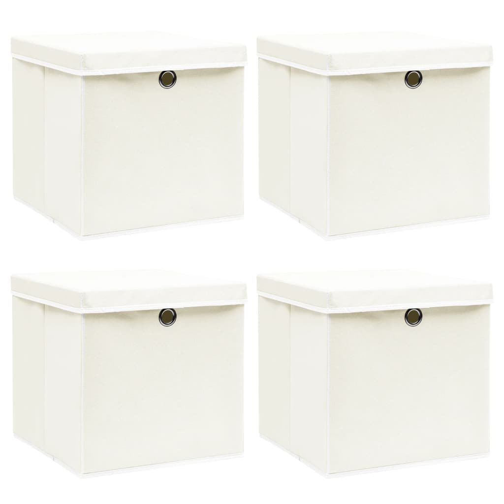 Storage Boxes With Lids 4 Pcs Grey 32X32X32 Cm Fabric