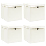 Storage Boxes With Lids 4 Pcs Grey 32X32X32 Cm Fabric