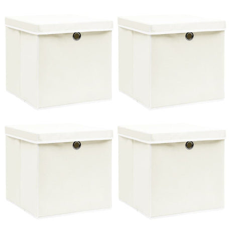 Storage Boxes With Lids 4 Pcs Grey 32X32X32 Cm Fabric